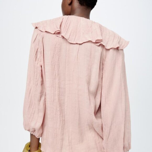 Zara RUFFLED COLLAR SHIRT ZW COLLECTION Sizes S,M NEW WITH TAG - Picture 3 of 9